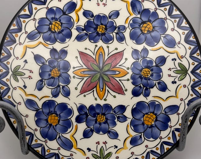 Vintage Hand-Painted Flower Pedals Ceramic Collector Wall Plate Art from Spain - Brand CeraMar Spain