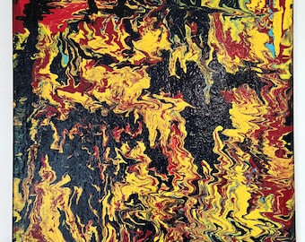 Original Kathy Linden Abstract Art Hand Painted Canvas 24x30 Signed Acrylic pour