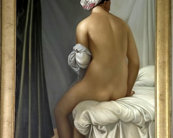 Valpinçon Bather Master Repro Oil On Canva Painting Signed T. Terry After Ingres