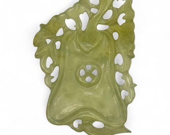 Antique Natural Jade Grade A Fan Carved Pendant Amulet Medallion Collector piece