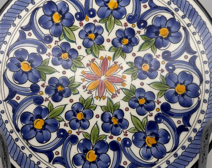 Vintage Hand-Painted Flower Pedals Ceramic Collector Wall Plate Art from Spain - Brand CeraMar Spain