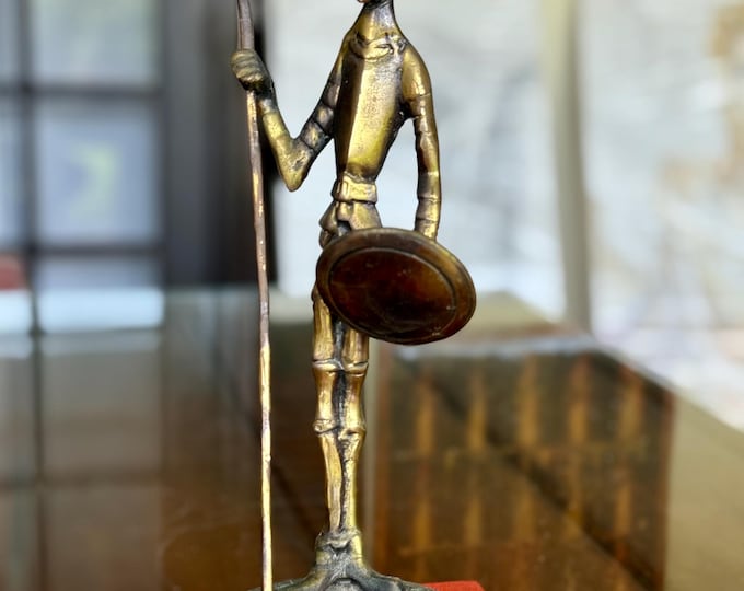 Antique Don Quixote Bronze Figurine from Chile Rare Handmade Art Sculpture Decor
