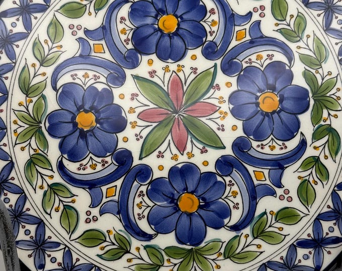 Vintage Hand-Painted Flower Pedals Ceramic Collector Wall Plate Art from Spain - Brand CeraMar Spain