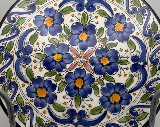 Vintage Hand-Painted Flower Pedals Ceramic Collector Wall Plate Art from Spain - Brand CeraMar Spain