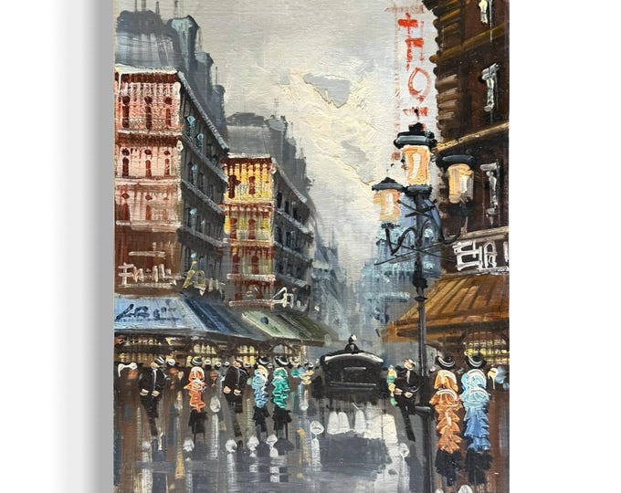 Signed Antonio DeVity Original Oil On Canva Paris City Street Scene Parisian Art