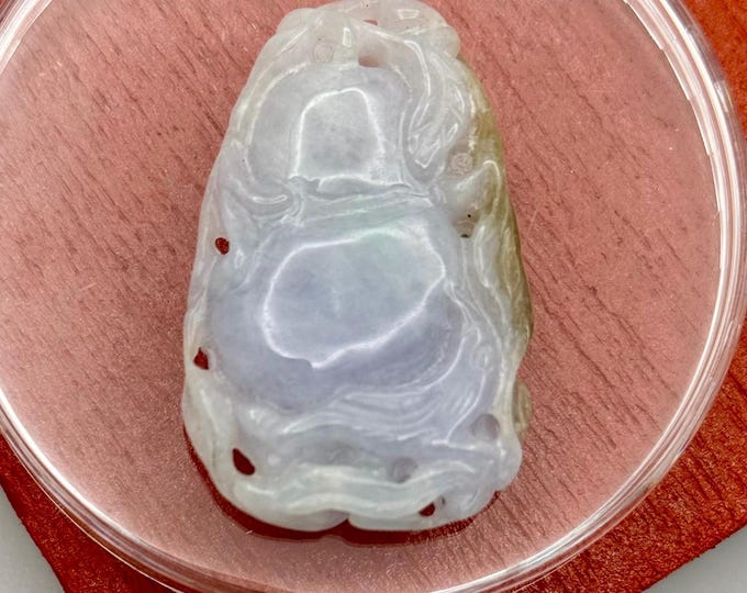 Translucent Icy White Lavender Green Jade Jadeite Fine Old Piece Pendant Medallion