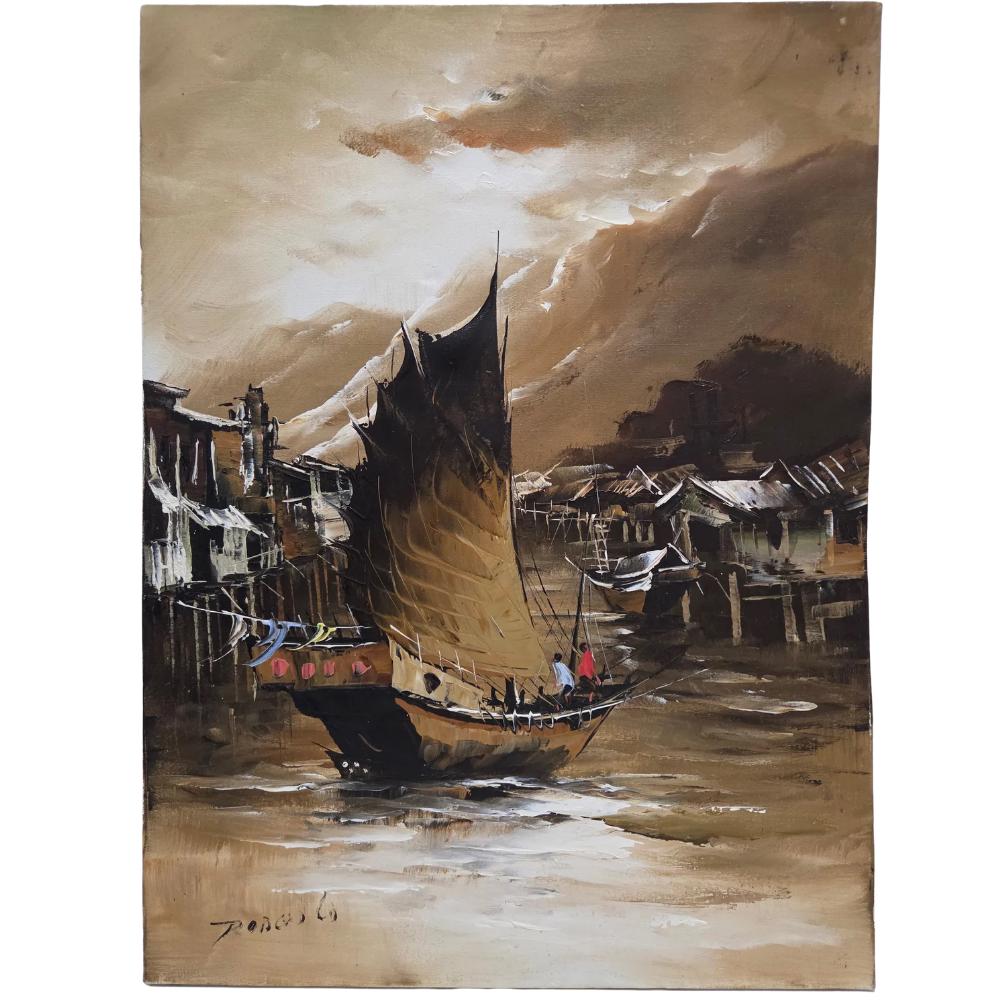 Chinese Fishing Boat Painting - Etsy