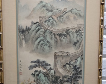 Original Chinese Watercolor Painting The Great Wall Mountain Lanscape Scene Art