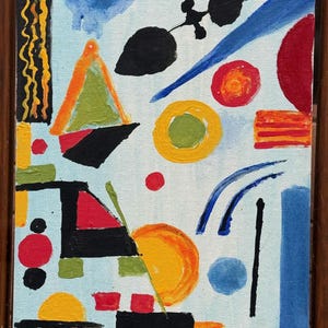 Abstract Geometric Shapes Colors Original Acrylic Painting Canvas Artwork Signed