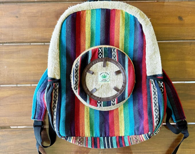 Himalayan Hemp Organic Natural Large Retro Boho Hippie Colorful Art Bag Backpack