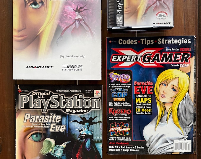 Parasite Eve (PS1 PlayStation 1, 1998) - GAME & COLLECTOR'S CD includes 3 Strategy Guide Books