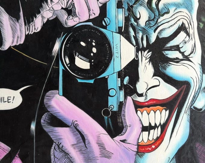 Joker Camera Smile Original Painting On Canvas DC Batman : The Killing Joke Art