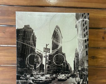 Flatiron Building New York City NY NYC Poster Canvas Metallic Black Grey WallArt
