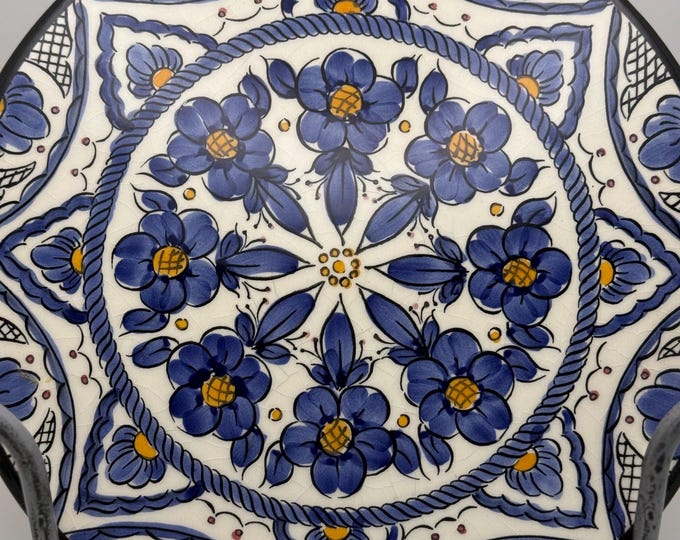 Vintage Hand-Painted Flower Pedals Ceramic Collector Wall Plate Art from Spain - Brand CeraMar Spain