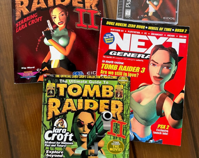 Tomb Raider II Starring Lara Croft (Sony PlayStation 1, 1997 - GAME with 3 Strategy Guide Books