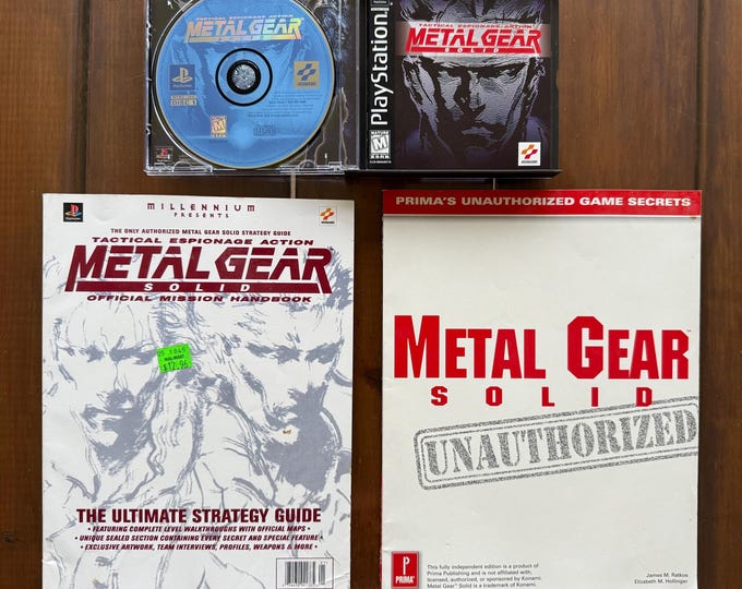Metal Gear Solid Sony PlayStation 1 1998 PS1 PSOne PSX 2 3 CIB Black Label - GAME - with two strategy guide books