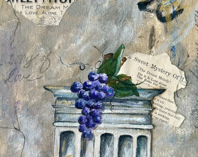 Artwork Original Painting Sweet Mystery Vino Italiano Fine Art Canvas Media Collage