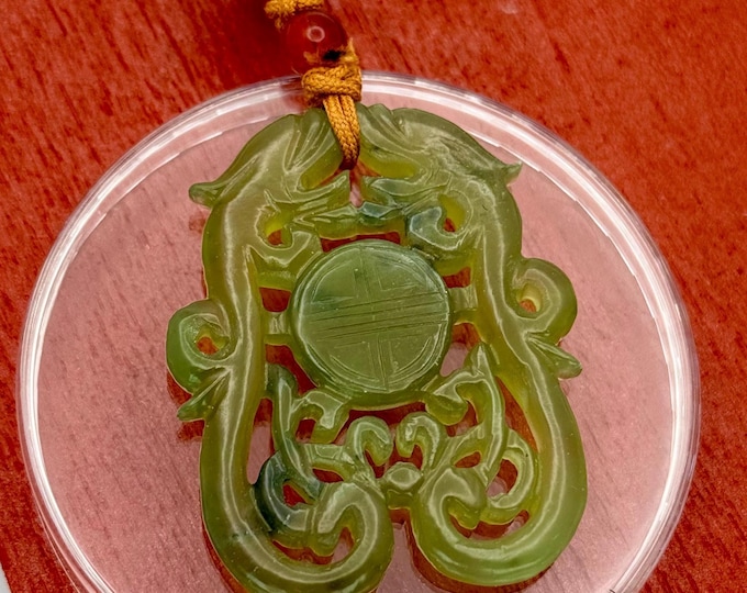 Genuine Translucent Green Jade Hand Carved Fine High Grade Pendant