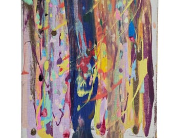 Original Abstract Painting On Canvas Modern Vibrant Colorful Drip Wall Art Decor