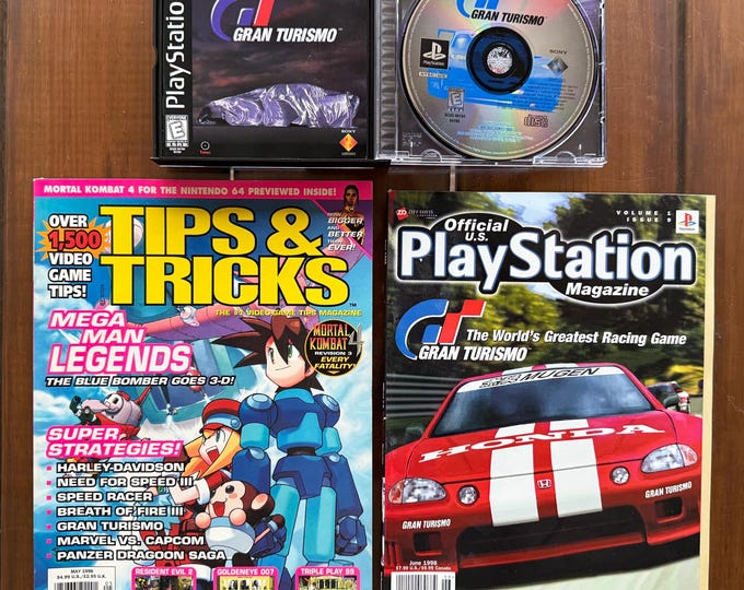 Gran Turismo (PlayStation 1 PS1) Black Label GAME with 2 Strategy Guide books