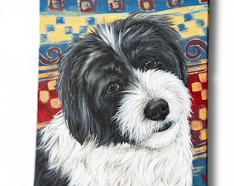 A Painted Canvas Original Artist Artwork Art Dog Portrait Tibetan Terrier