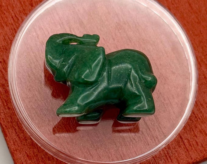 Aventurine Elephant Tusk Up Miniature Carved Crystal Lucky Charm Figurine Art