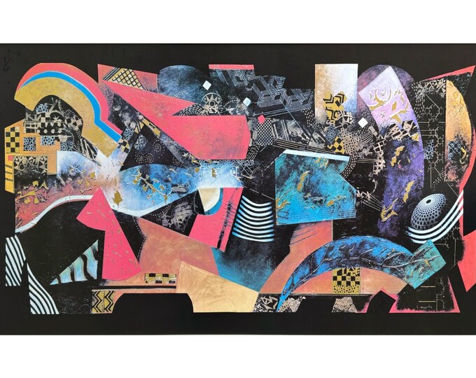 Abstract Painting With Gold Foil Momentary Lapse of Time by John Douglas Framed