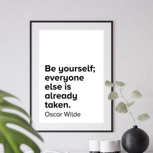 BE YOURSELF Quote | Digital Download | Black and White poster wall art decor artwork printable gift