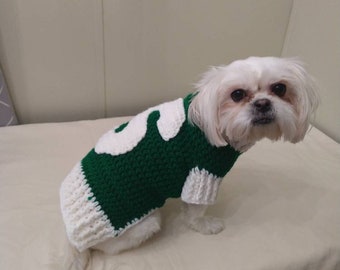 Green and White Dog Sweater