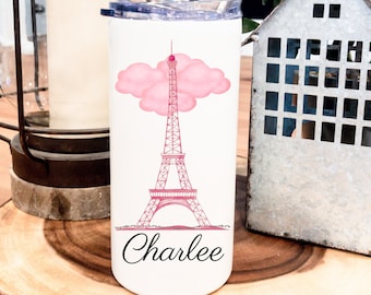 Personalized Paris Tumbler: Eiffel Tower Insulated Cup, Gift for Girls