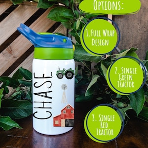 Personalized Farm Water Bottle for Kids: Insulated 12oz Tumbler