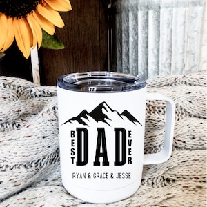 Best DAD Ever Coffee Mug with Names / insulated with lid / Gift idea for Father's day / gift from kids / Father's Day / mountain outdoor Dad