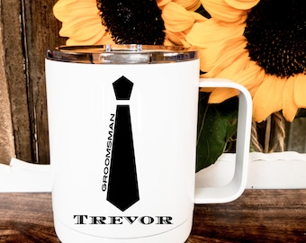 Personalized Groomsman Mug: Insulated Stainless Steel Wedding Party Gift