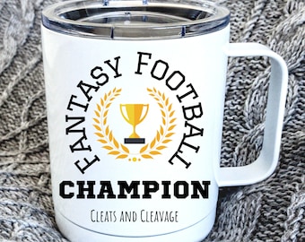 Personalized Fantasy Football Champion Mug: Insulated Stainless Steel Trophy