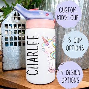  Personalized Kids Water Bottle 20oz with Flip-Top Lid and  Straw, Thermos Kids Stainless Steel Insulated Flask, Your Name Engraved in  USA by iProductsUS, Gifts for Girls Boys (17 Colors, 35 Designs) 