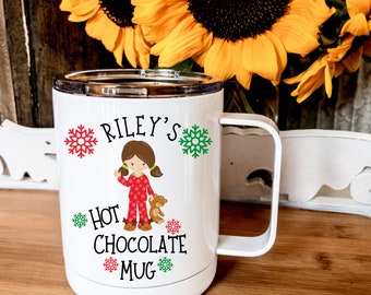 Personalized Christmas Mug: Insulated Hot Chocolate Mug with Lid