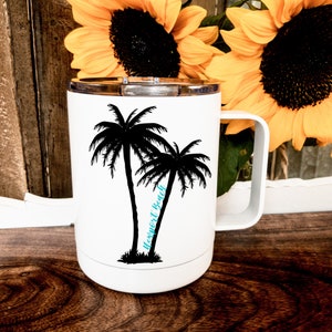 Personalized Palm Tree Coffee Mug: Insulated Stainless Steel Travel Cup