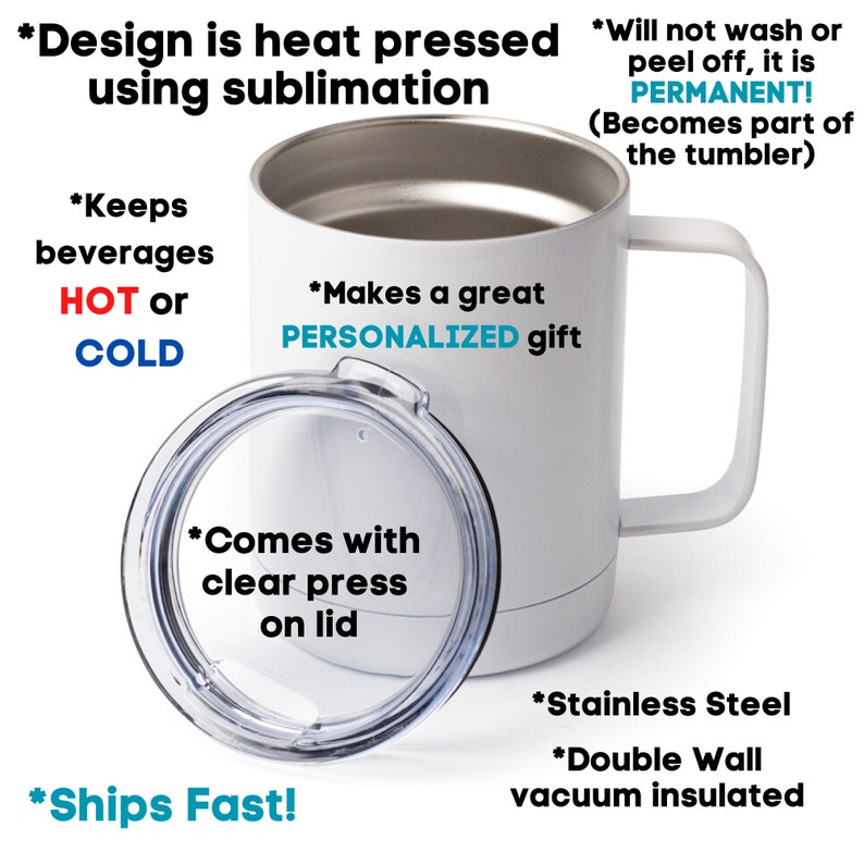 Personalized Beach Vacation Mug: Insulated Stainless Steel Travel Cup Stainless Steel