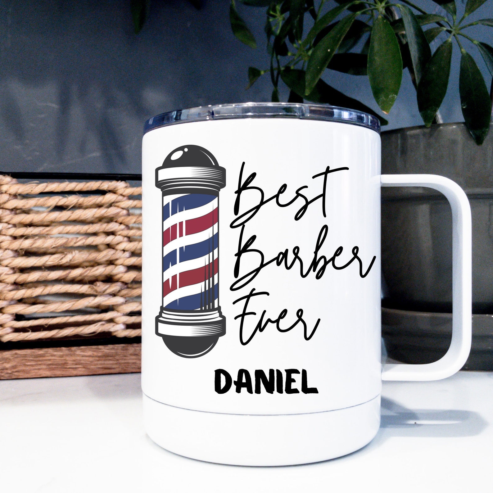 Best Barber Ever Coffee Mug With Barber Pole PERSONALIZED With Etsy