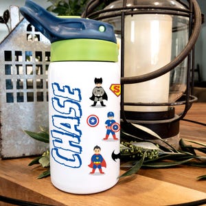 Personalized Super Hero Kid&#39;s Water Bottle: 12oz Insulated Tumbler