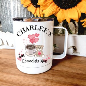 Personalized Kid's Mug: Insulated Hot Chocolate Mug with Lid, gift for Valentine's Birthday
