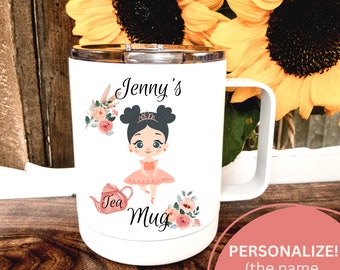 Personalized Little Girl Tea Mug: Insulated Stainless Steel Cup