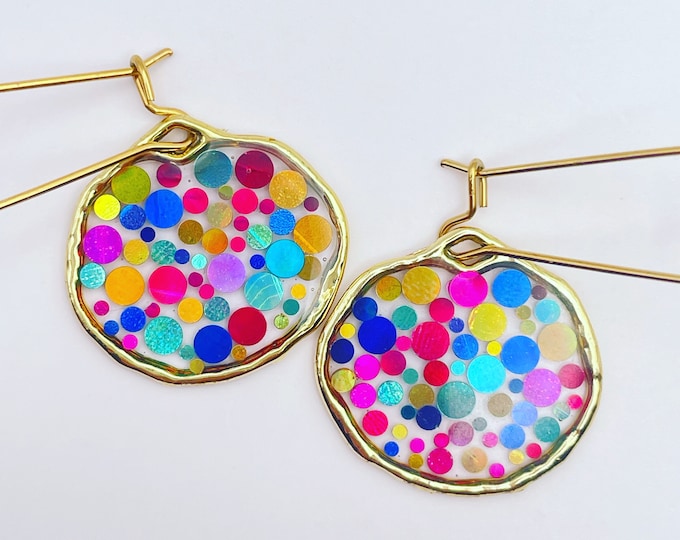 Hand-made super sparkly disco drop earrings (small)