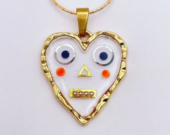 Hand-made heart character pendant necklace (small)