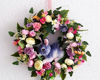 Osterkranz Türkranz Blumenkranz Wandkranz Frühling Sommer Türdeko Kranz Osterhase haltbar