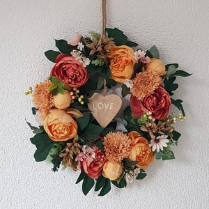 Autumn wreath wreath all year round door decoration front door welcome wood peonies durable heart