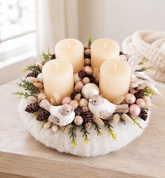 Adventskranz Kranz Weihnachtskranz rund modern mit Kerzen