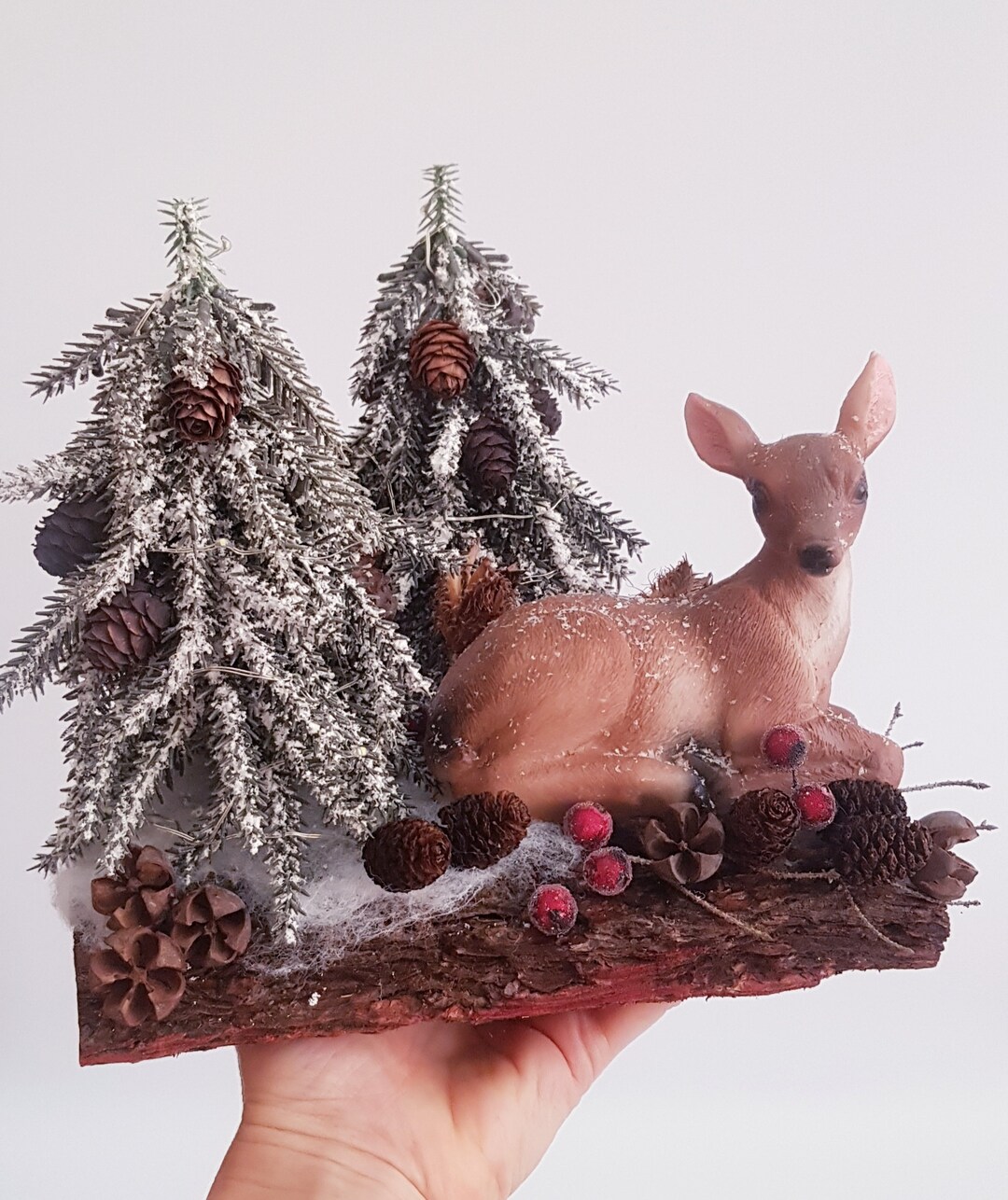 Weihnachtsdeko beleuchtet Tischdeko Reh Tischgesteck Landhaus Etsy.de