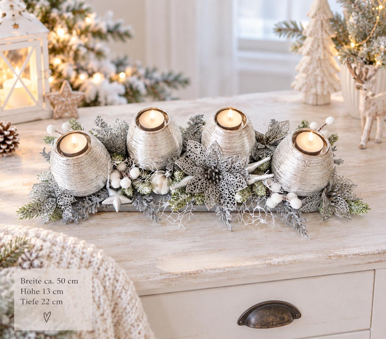 Weihnachtsdeko weiß silber