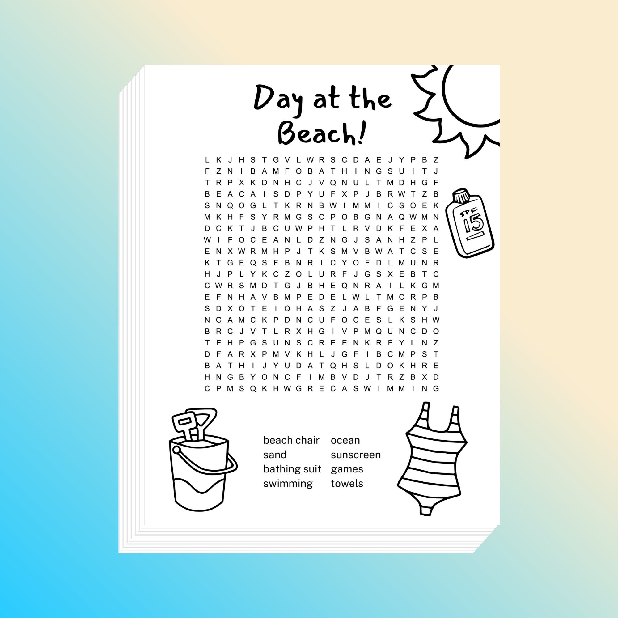 Beach Word Search Printable 8.5x11 Inch - Etsy
